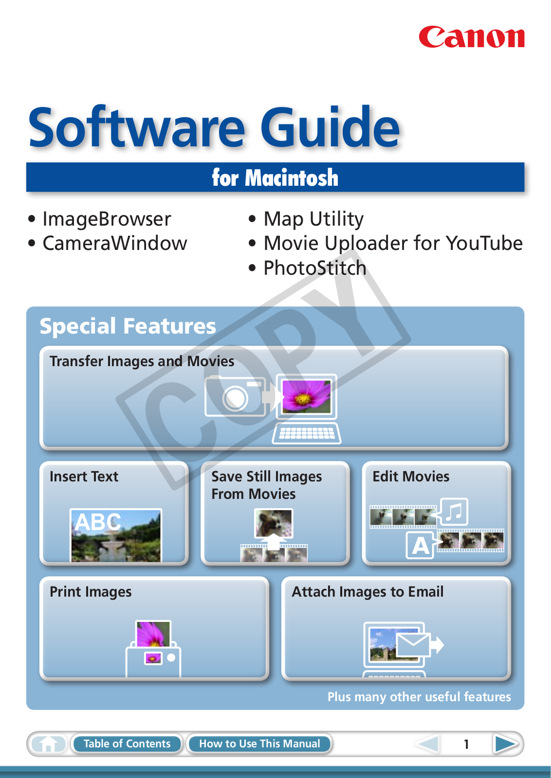 Canon PowerShot ELPH 500 HS, PowerShot SX230 HS Software Guide for Macintosh