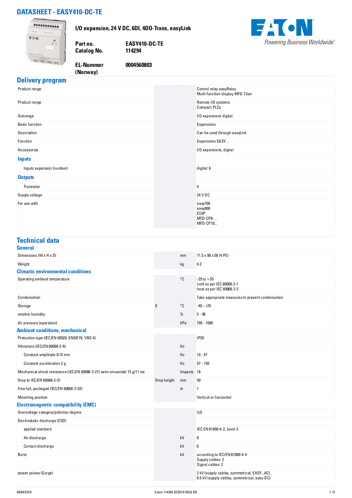 Eaton EASY410-DC-TE User Manual