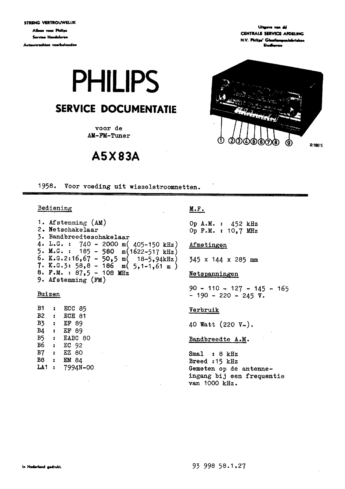 Philips A-5-X-83-A Service manual