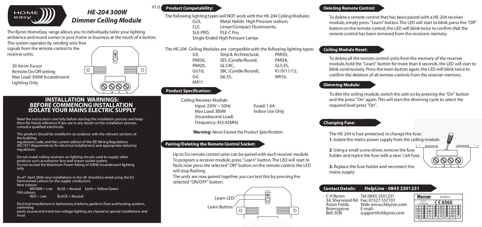 Home Easy HE204 User Manual