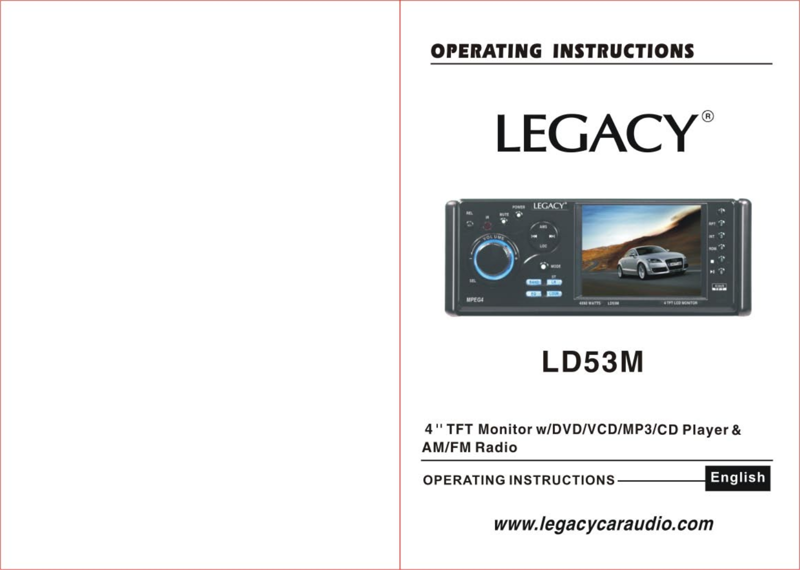 Legacy Car Audio LD53M User Manual