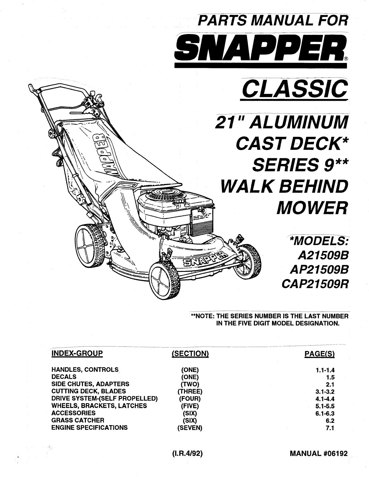 Snapper A21509B User Manual