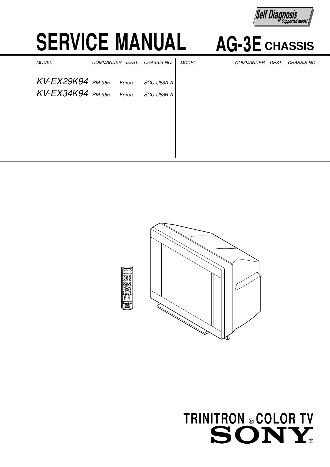 Sony TRINITRON KV-EX29K94, TRINITRON KV-EX34K94 Service Manual