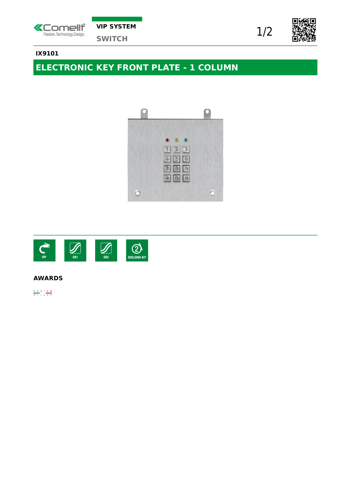 Comelit IX9101 Specsheet