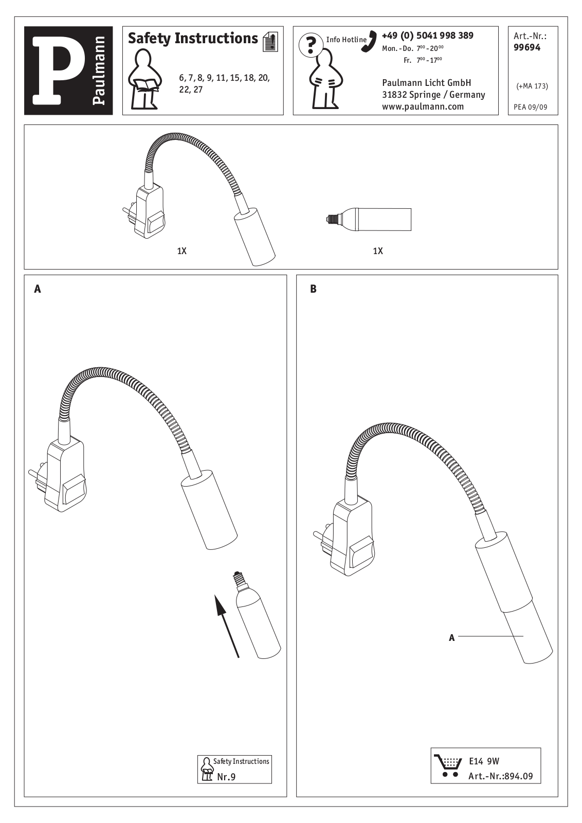 Paulmann 99694 Safety instructions - ManualMachine.com