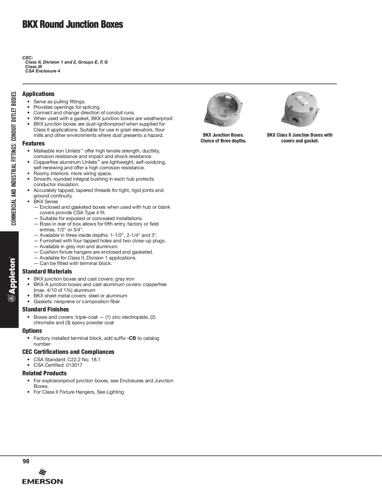 Appleton BKX Round Junction Boxes Catalog Page