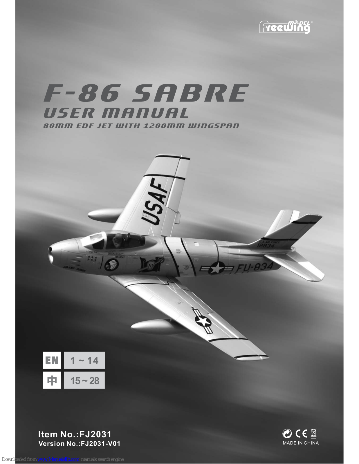 Freewing F-86 Sabre FJ2031 User Manual