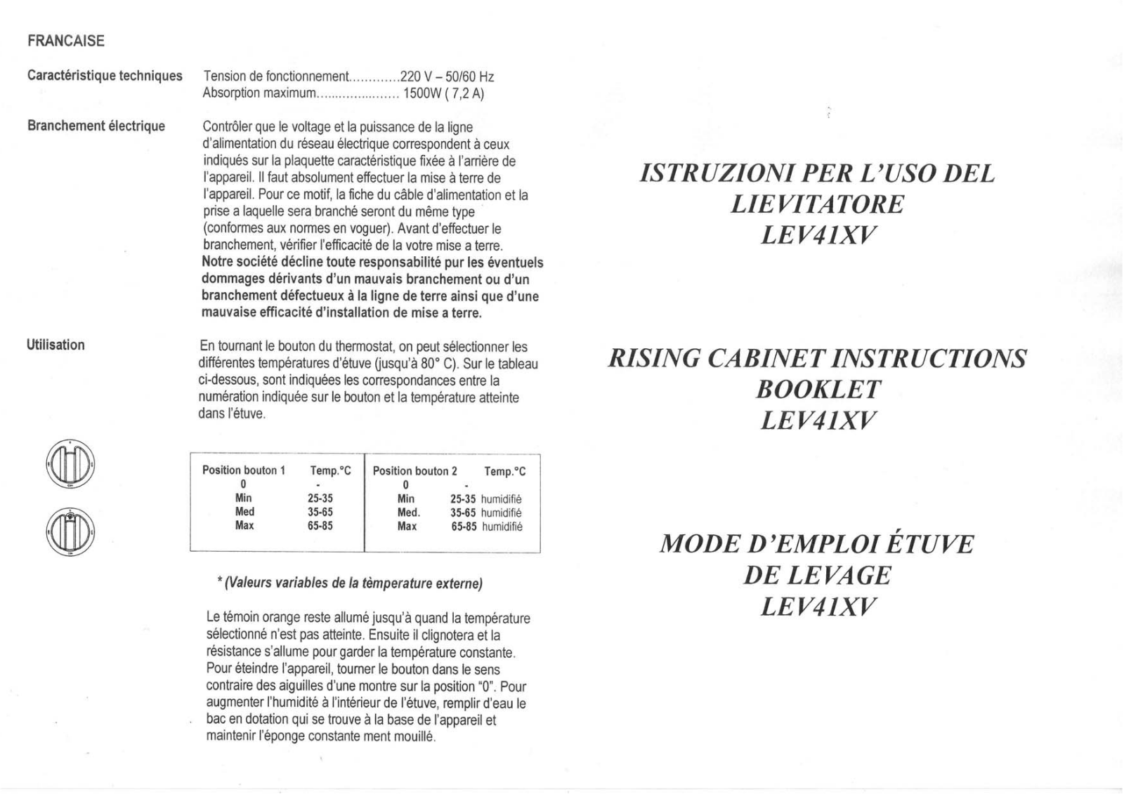 Smeg LEV-41XV User Manual