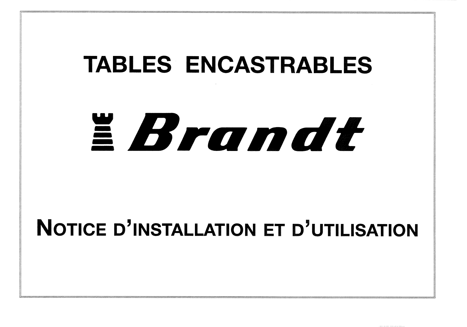 BRANDT BGW70, BG70, BG70X User Manual