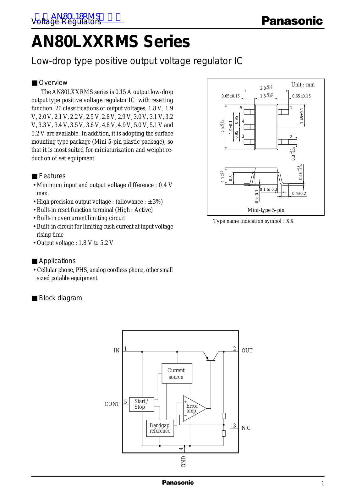 Panasonic AN80LXXRMS Technical data