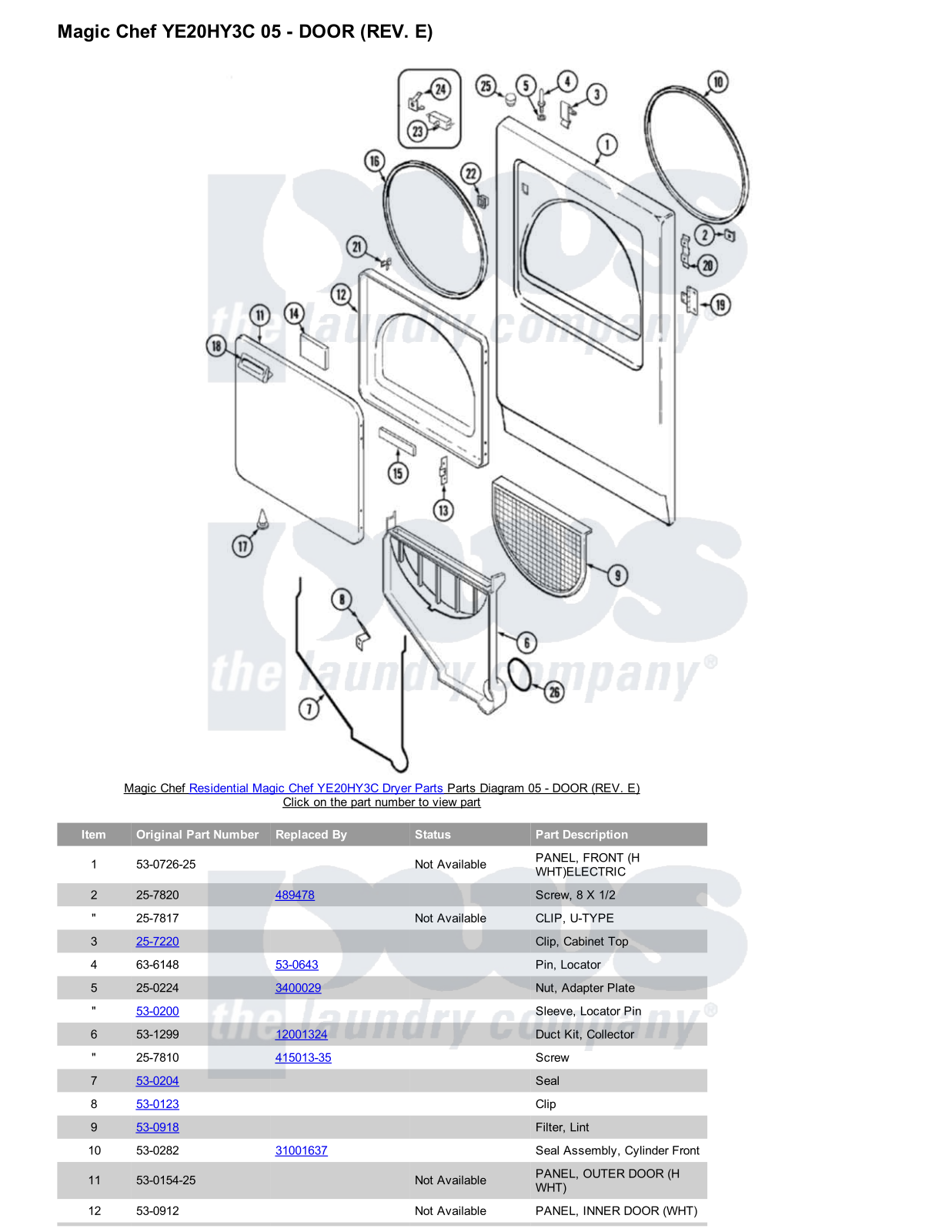 Magic Chef YE20HY3C Parts Diagram