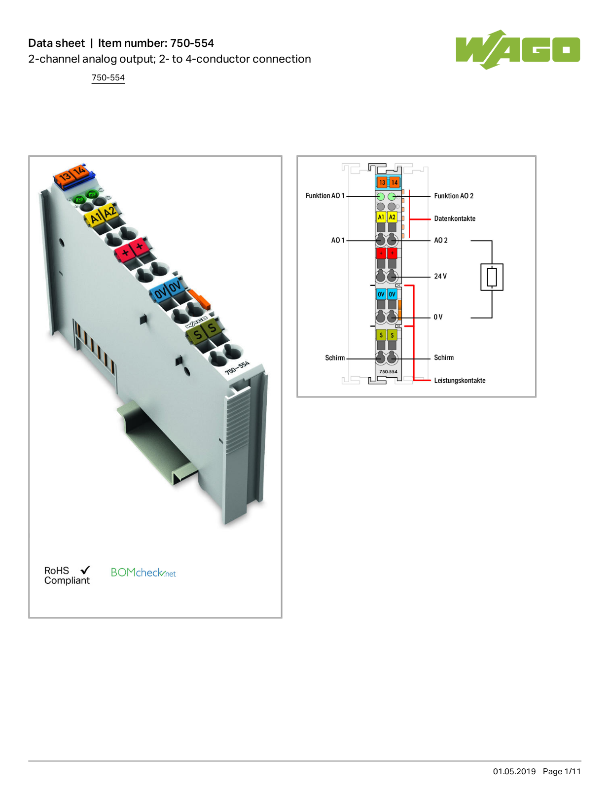 Wago 750-554 Data Sheet