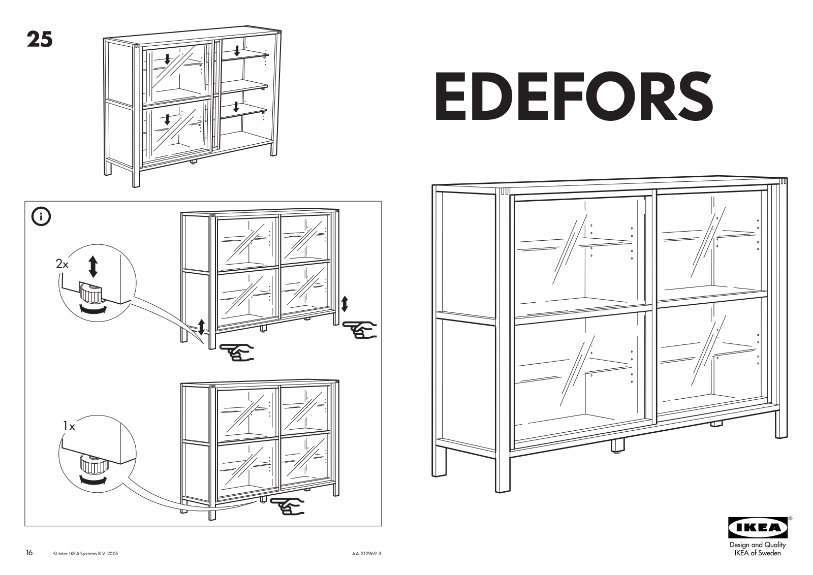 IKEA EDEFORS GLASS-DOOR CABINET 63X45 1-4 Assembly Instruction