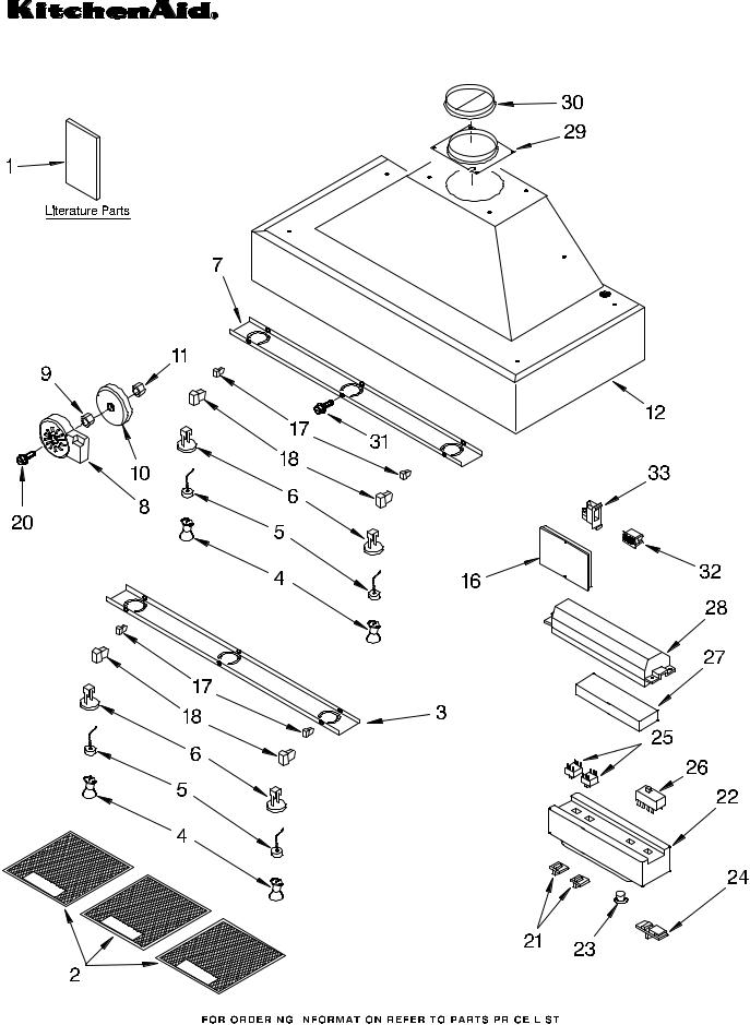 KitchenAid KHVU781RSS1 Parts List