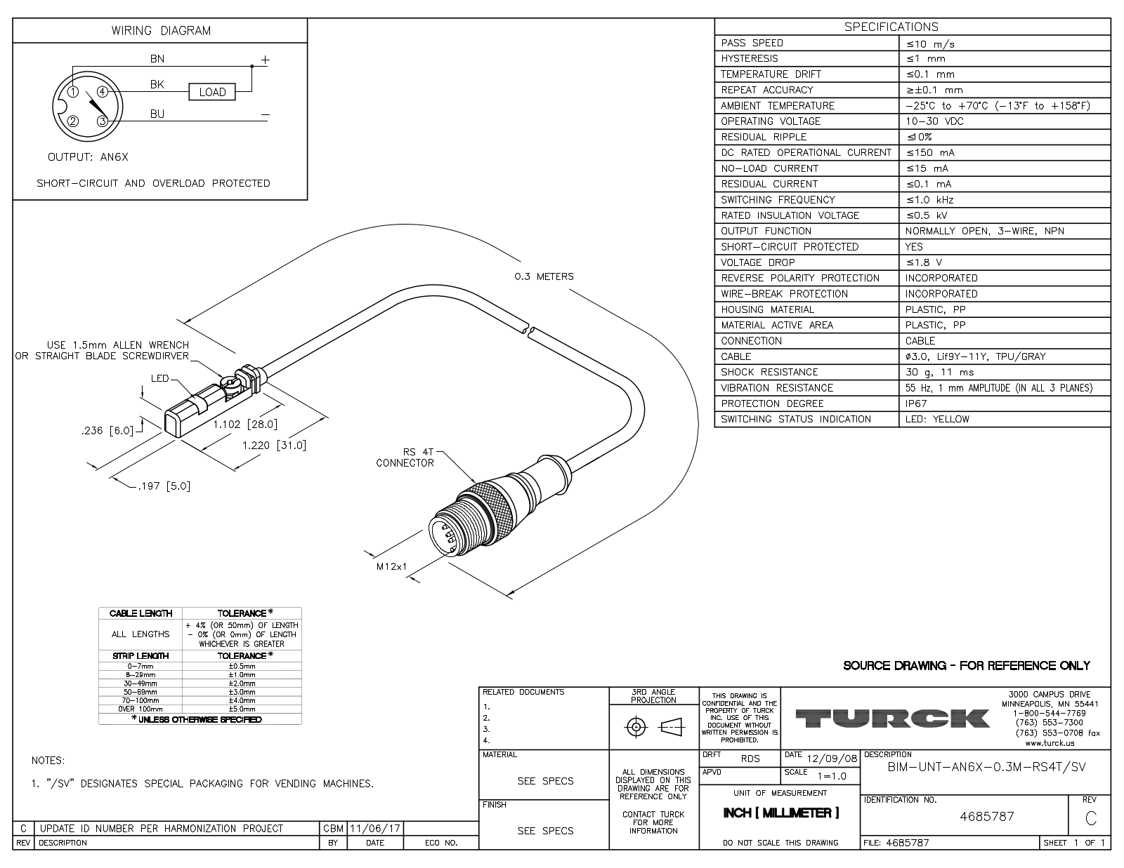 Turck BIM-UNT-AN6X-0.3-RS4T/SV Data Sheet