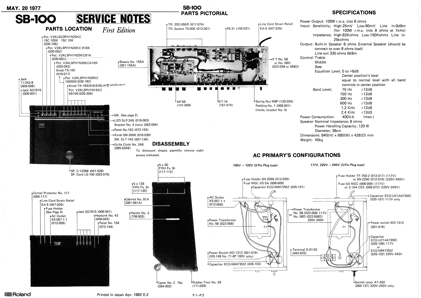 Roland SB-100 Schematic