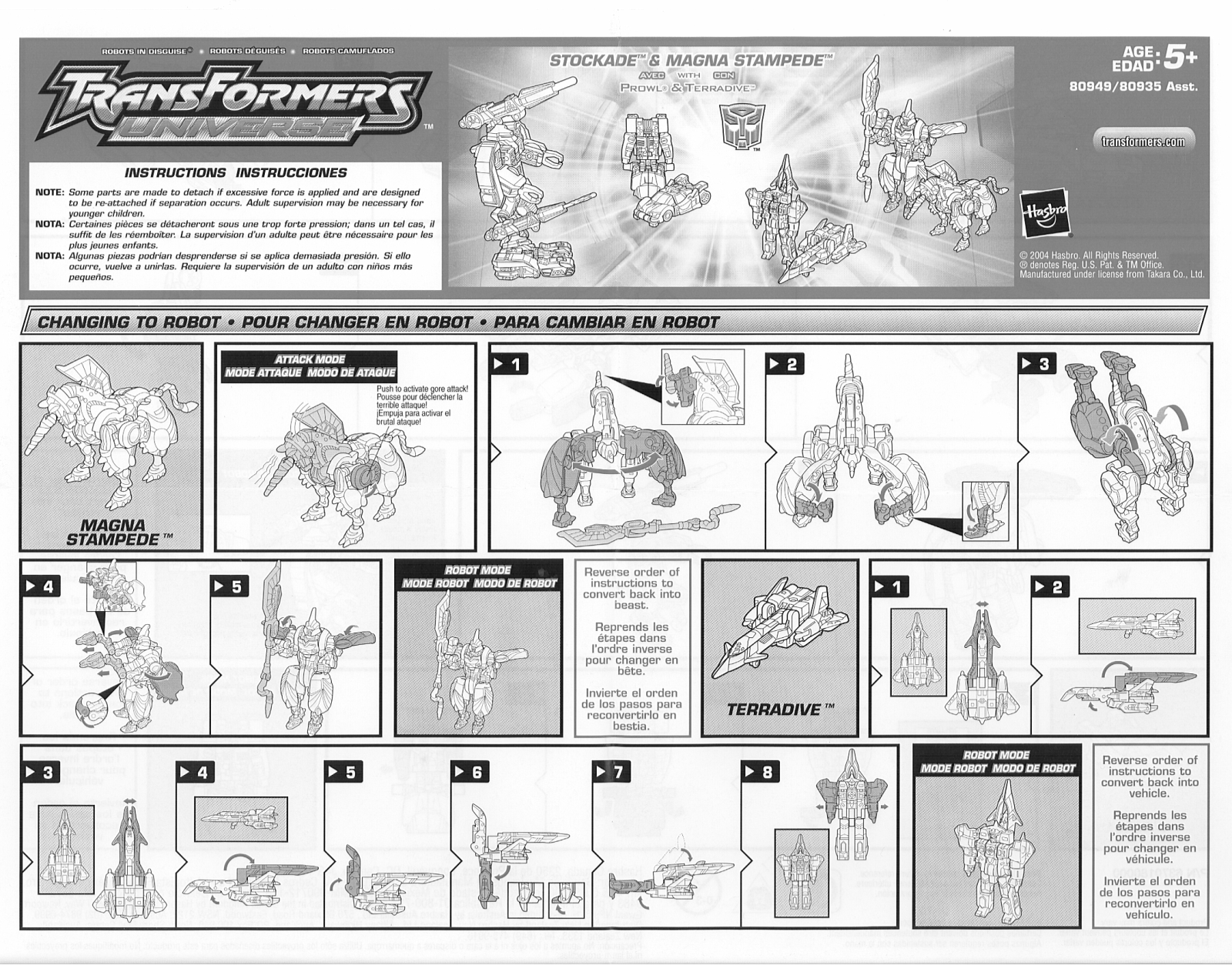 HASBRO Transformers Universe Stockade and Magna Stampede User Manual