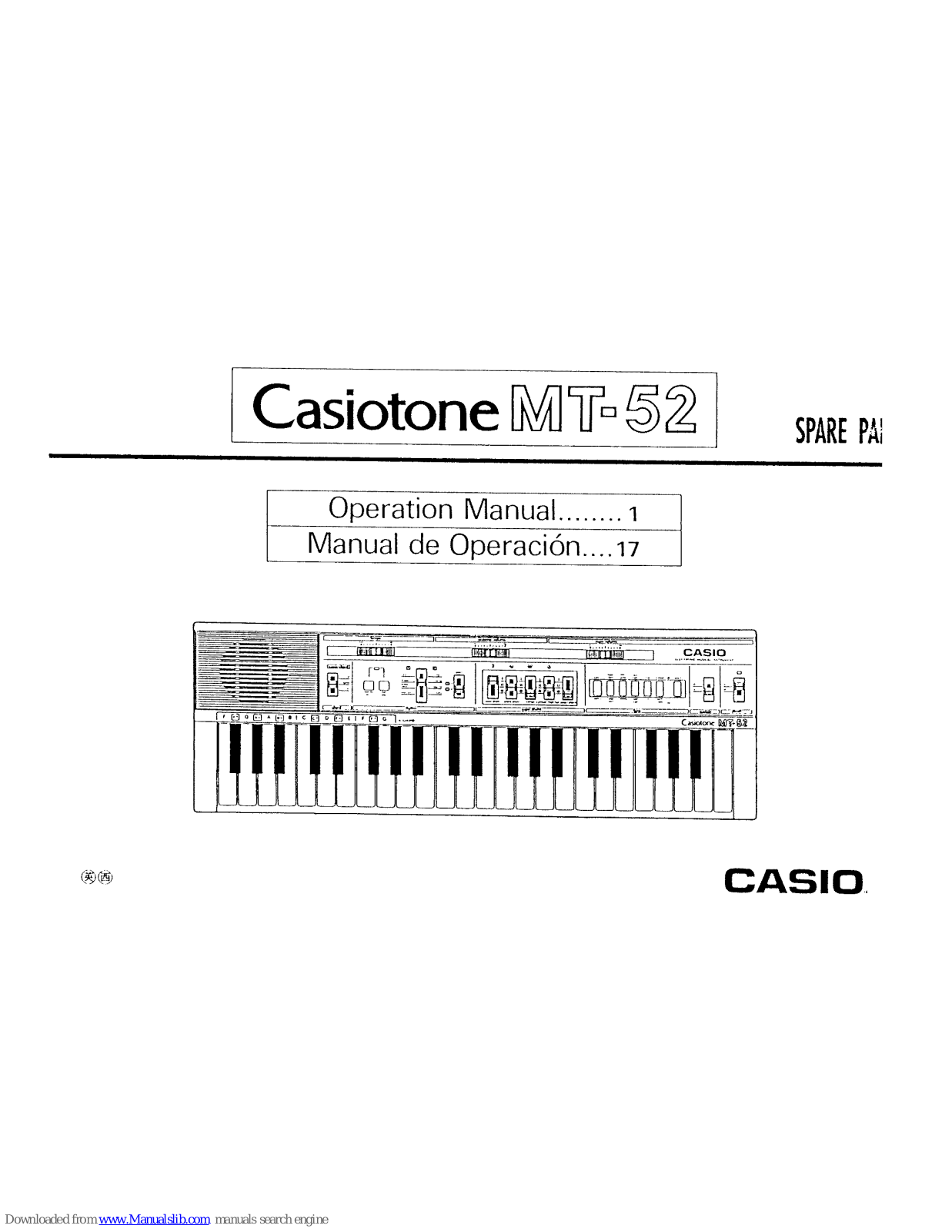 Casio casiotone MT-52 Operation Manual