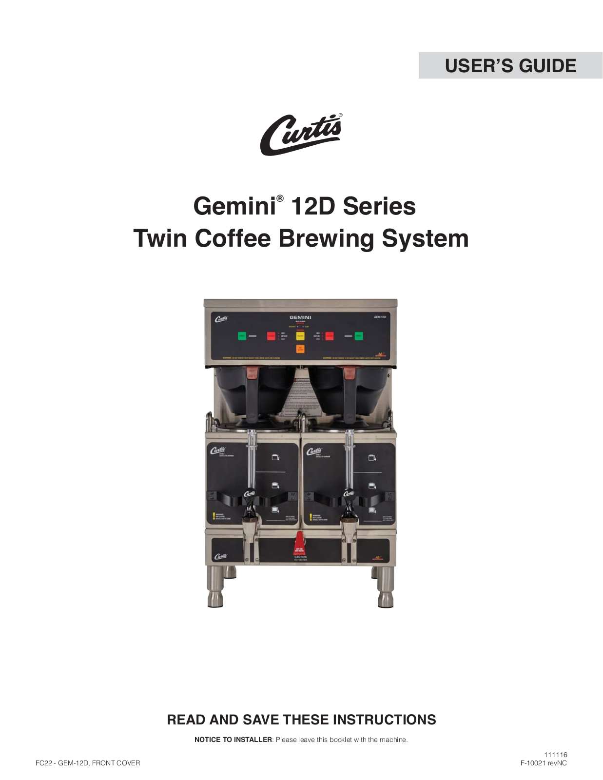 Curtis GEM-12D-10, GEM-12D-16, GEM-12D-30 User guide