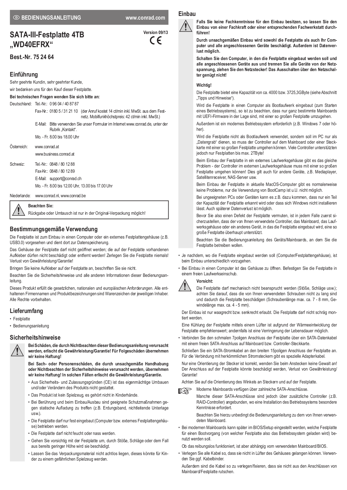 WD WD40EFRX User guide