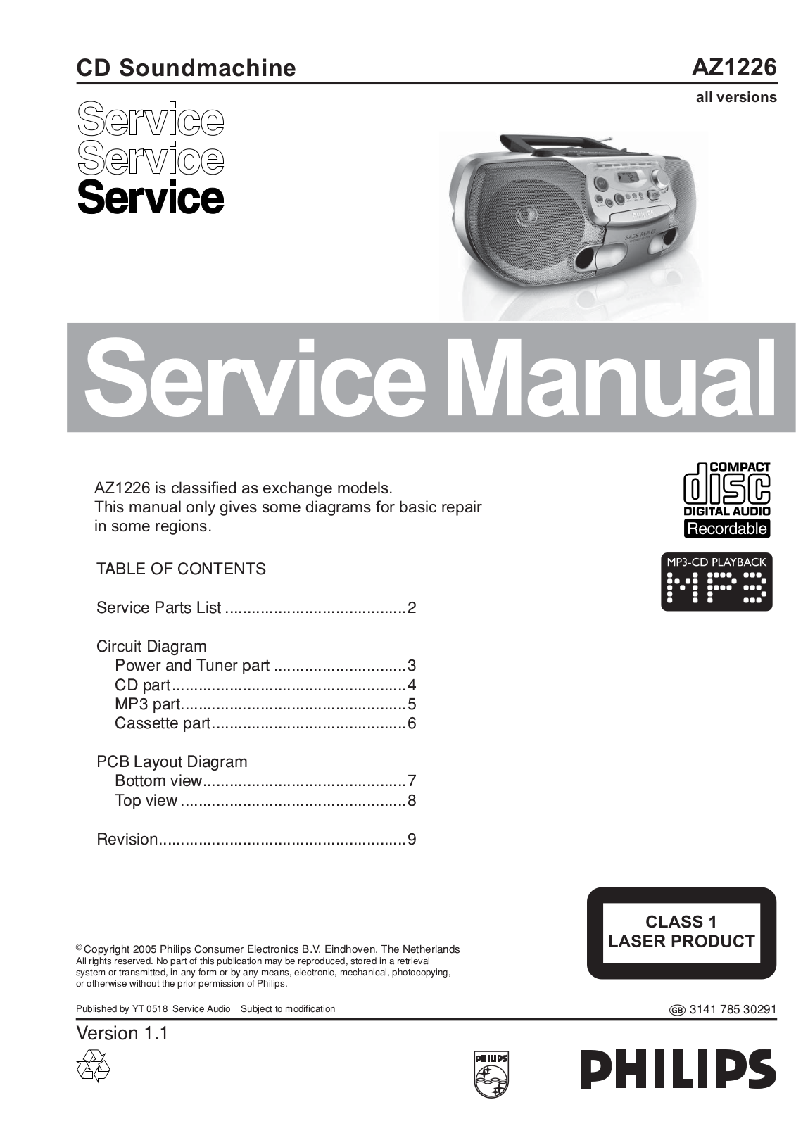 Philips AZ-1226 Service manual