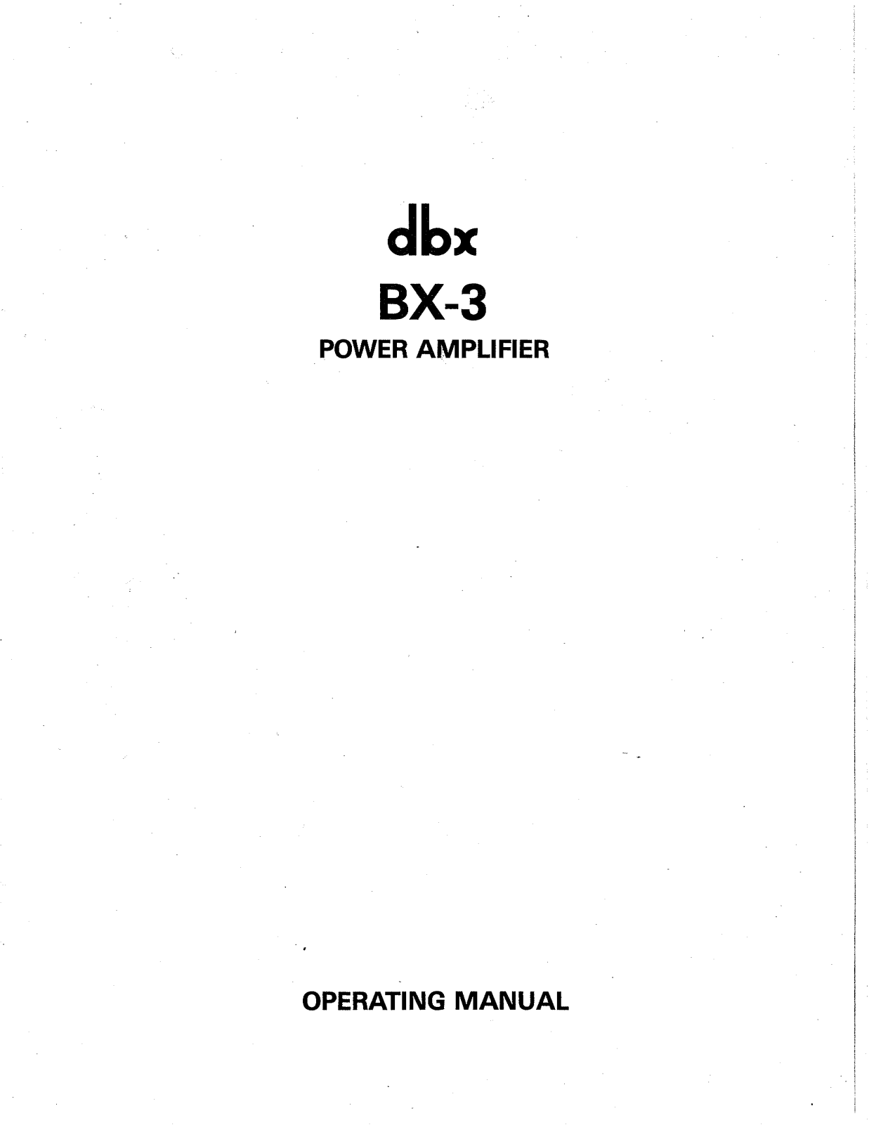 dbx BX-3 Owners manual