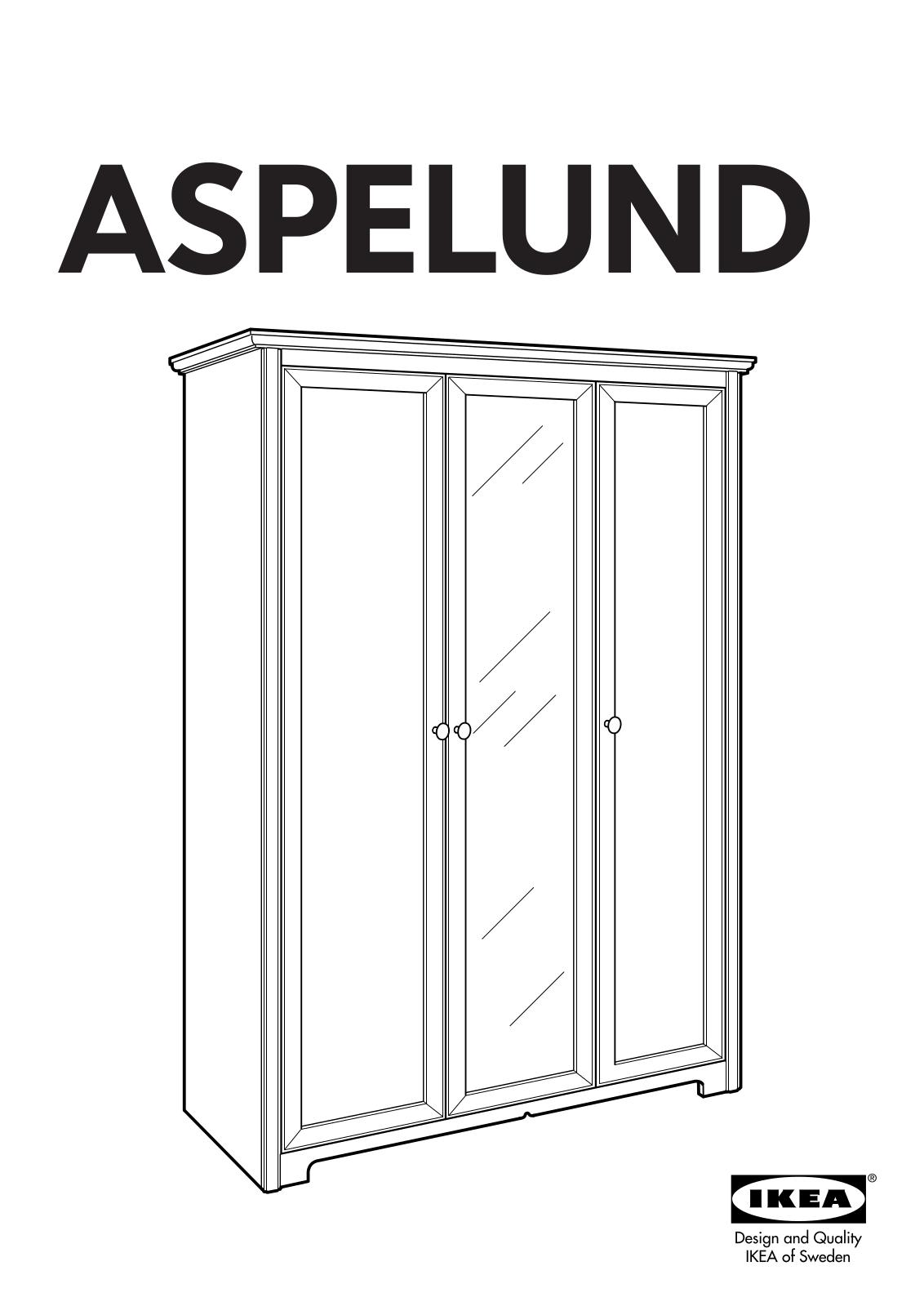 IKEA ASPELUND WARDROBE W- 3 DOORS Assembly Instruction