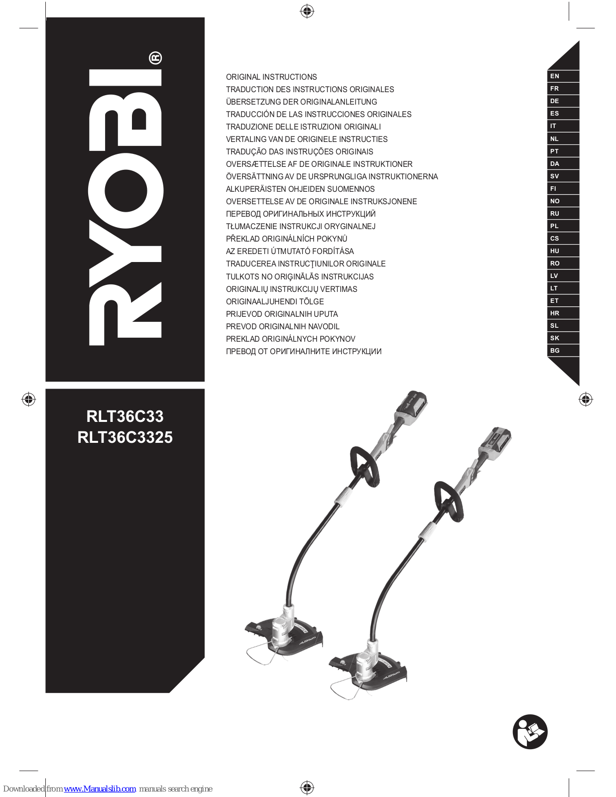 Ryobi RLT36C33, RLT36C3325 Original Instructions Manual