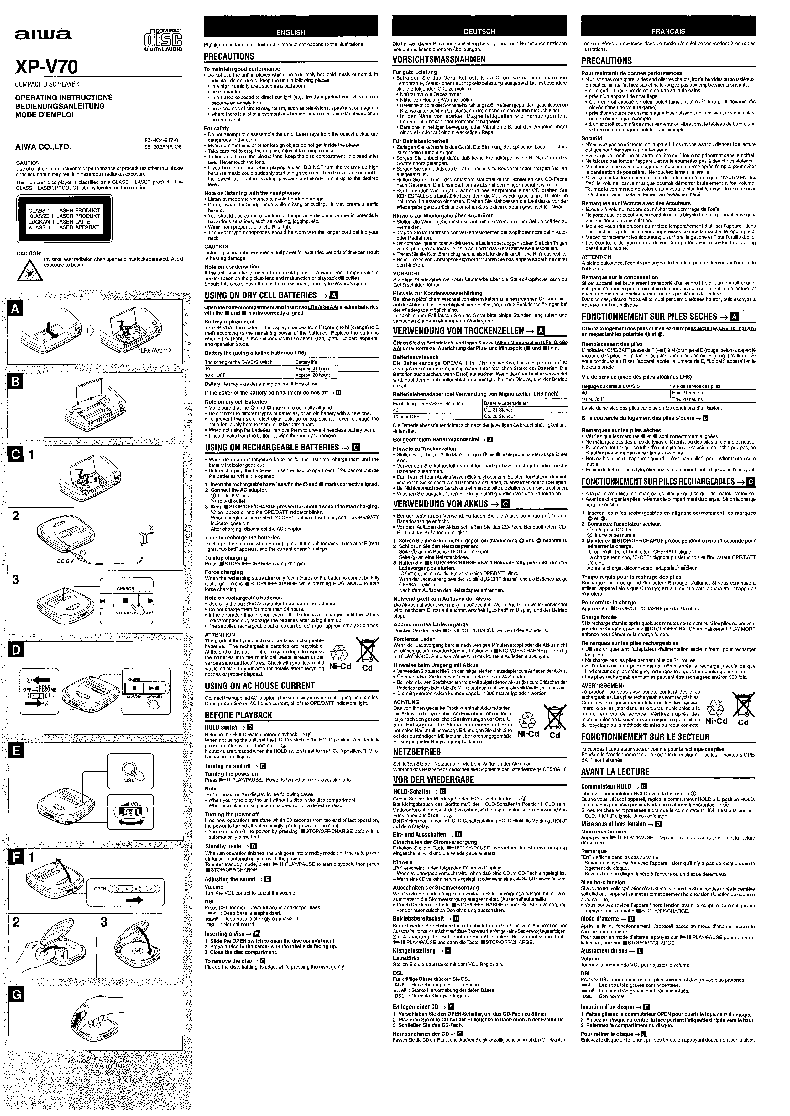 Aiwa XP-V70 User Manual