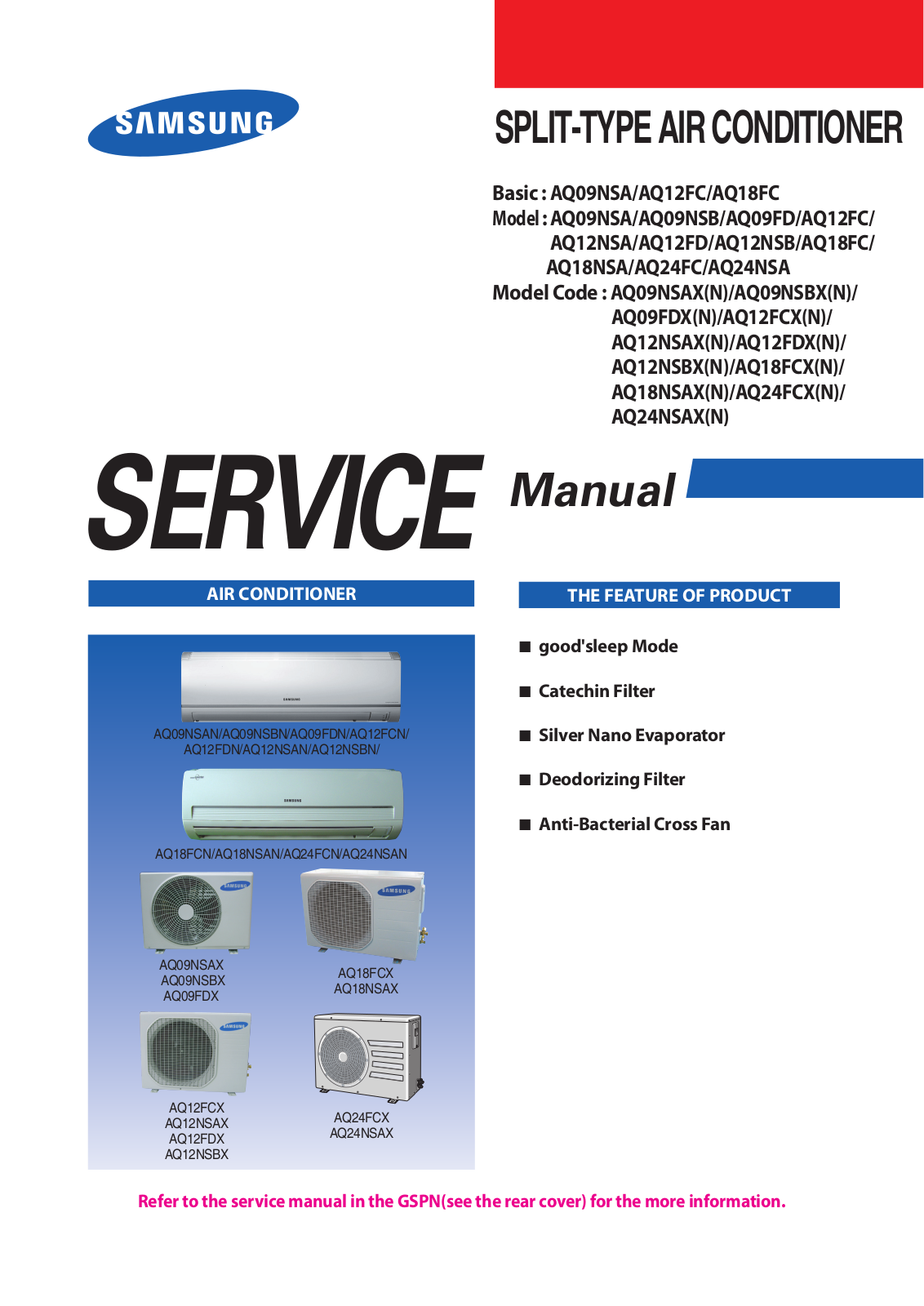 Samsung AQ09NSA, AQ12FC, AQ18FC Service manual