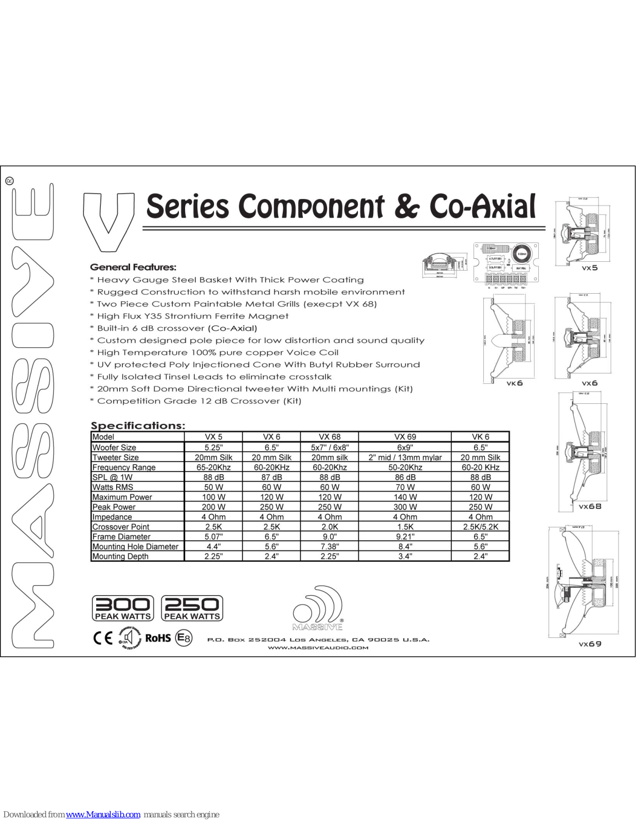 Massive Audio VX5, VX6, VX68, VX69, VK 6 User Manual