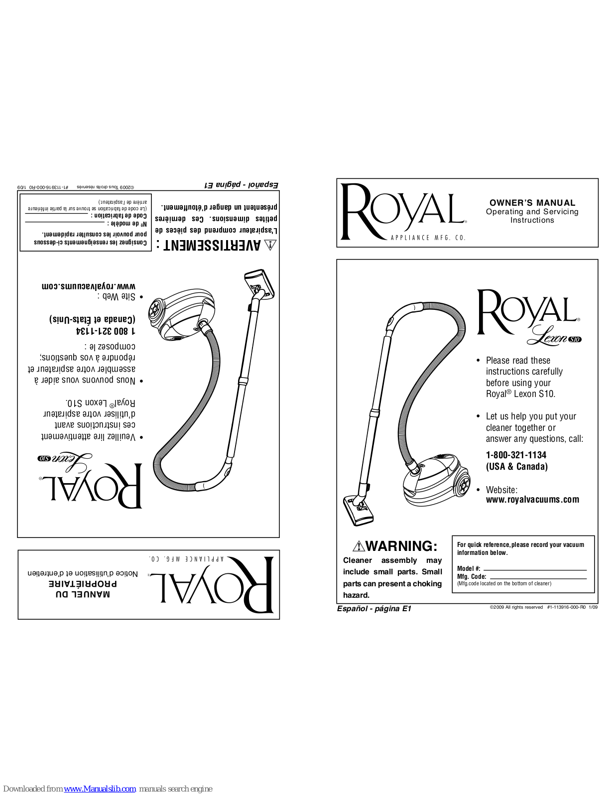 Royal LEXON S10 Owner's Manual