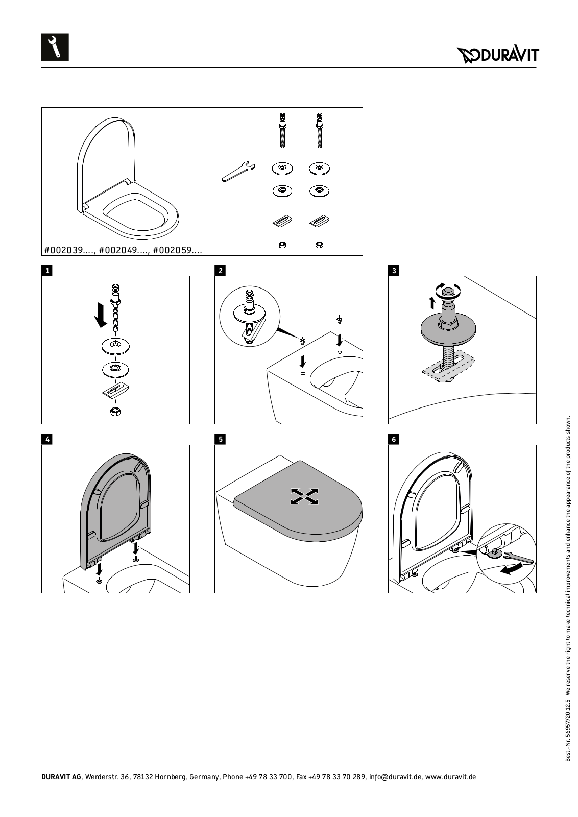 Duravit 0020390000 Mounting instructions