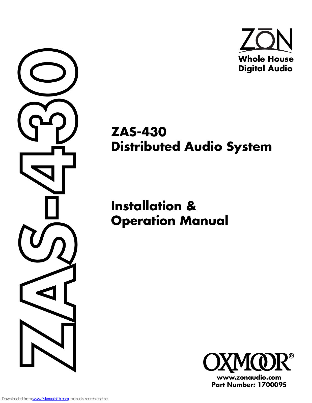 Oxmoor Zon ZAS-430 Installation Manual