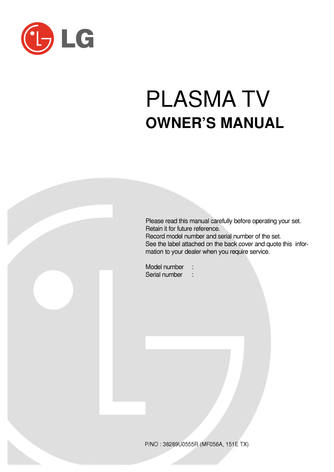 LG 50PX4RA User Manual