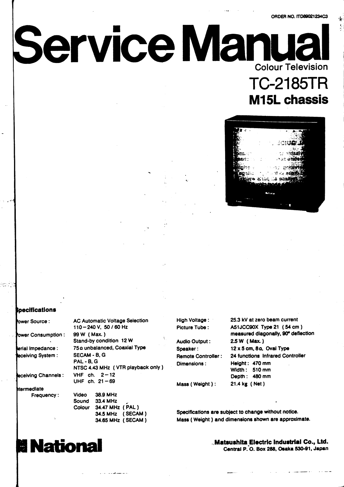 panasonic tc-2185tr Service Manual