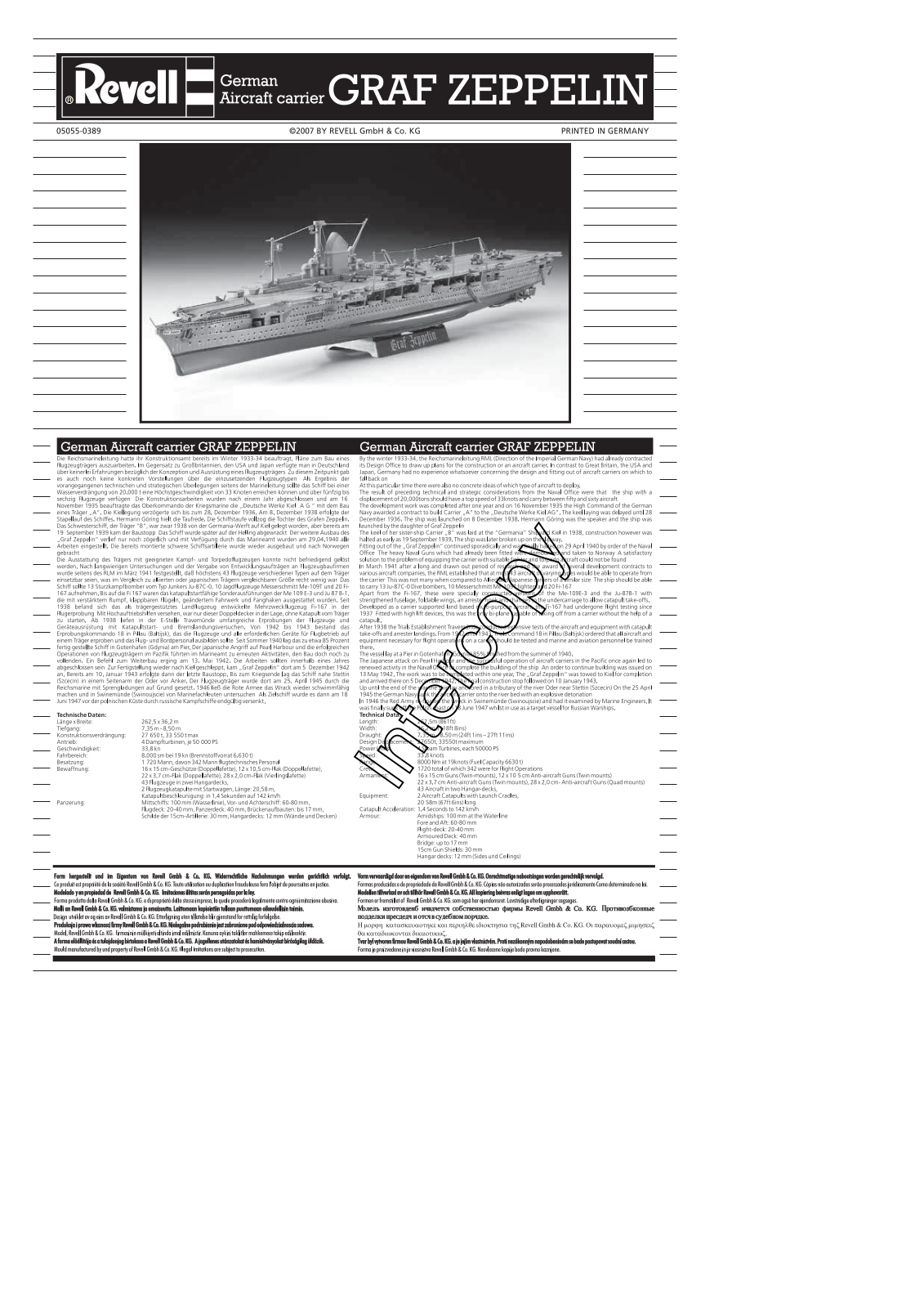 REVELL German AC Graf Zeppelin User Manual