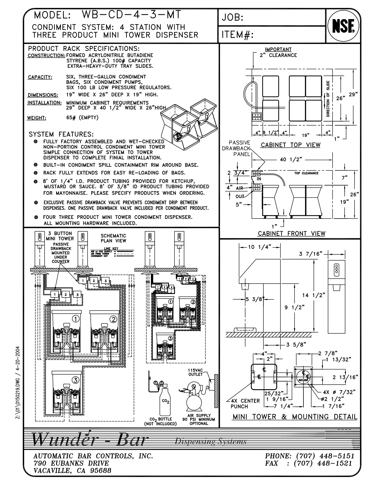 Wunder Bar WB-CD-4-3-MT User Manual