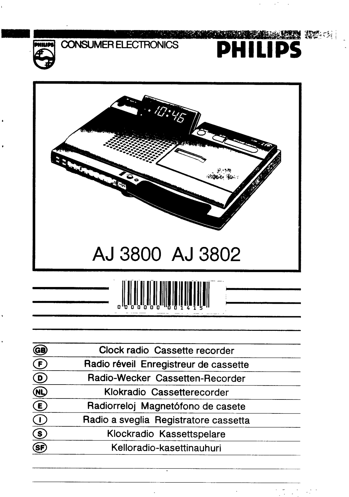 Philips AJ3802/05, AJ3802, AJ3800/00, AJ3802/00, AJ3800 User Manual