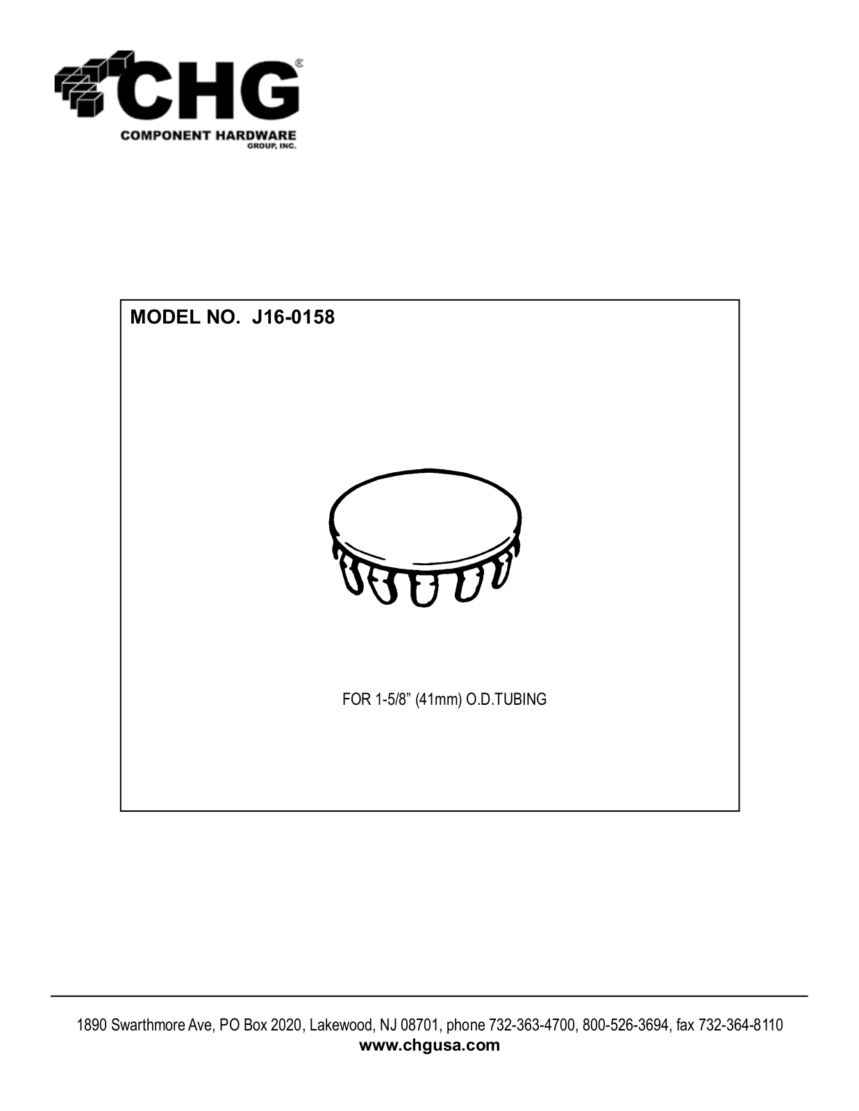 Component Hardware J16-0158 User Manual