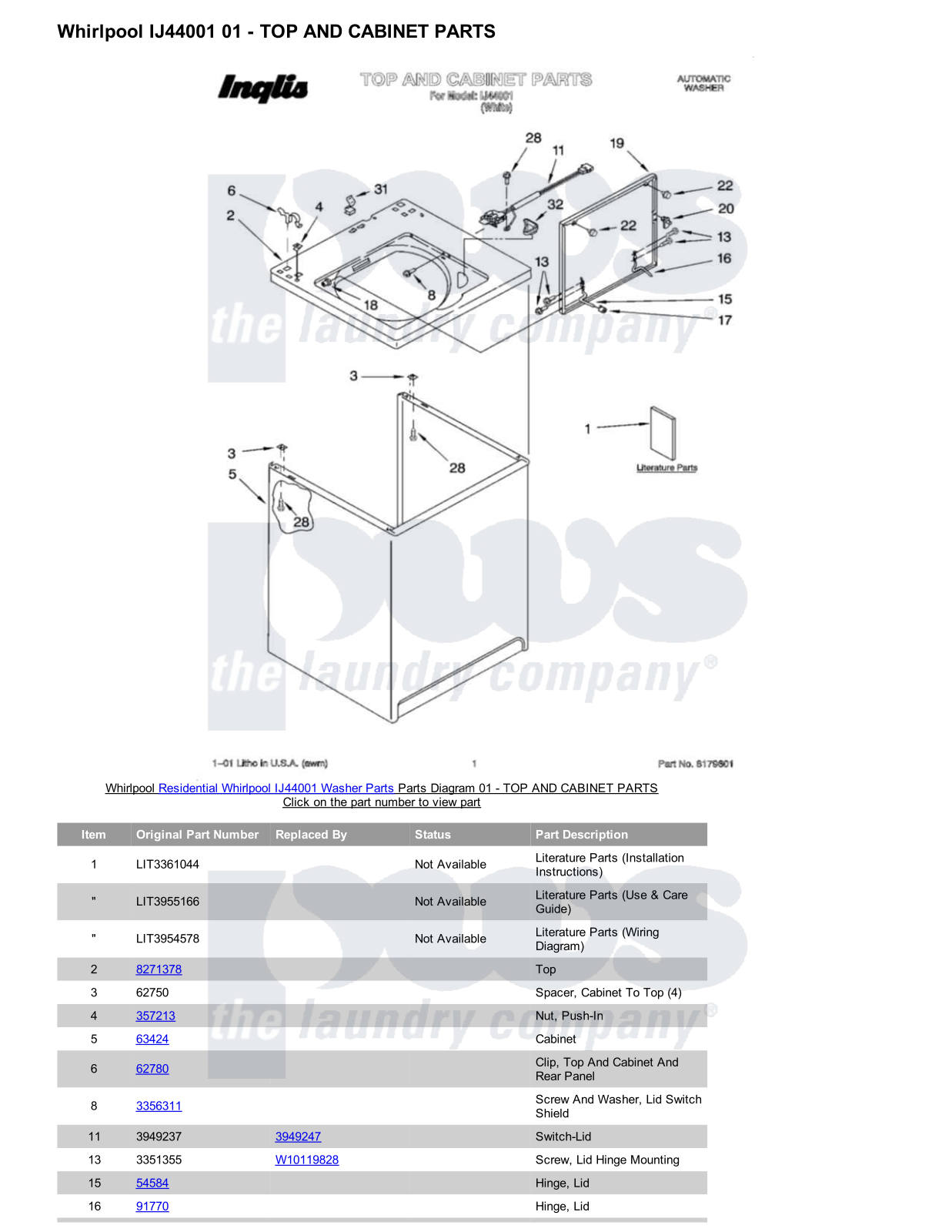 Whirlpool IJ44001 Parts Diagram