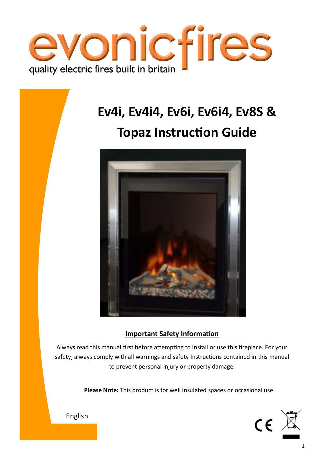 Evonicfires Ev4i4, Ev4i, Ev8S, Topaz, Ev6i4 Instruction Manual