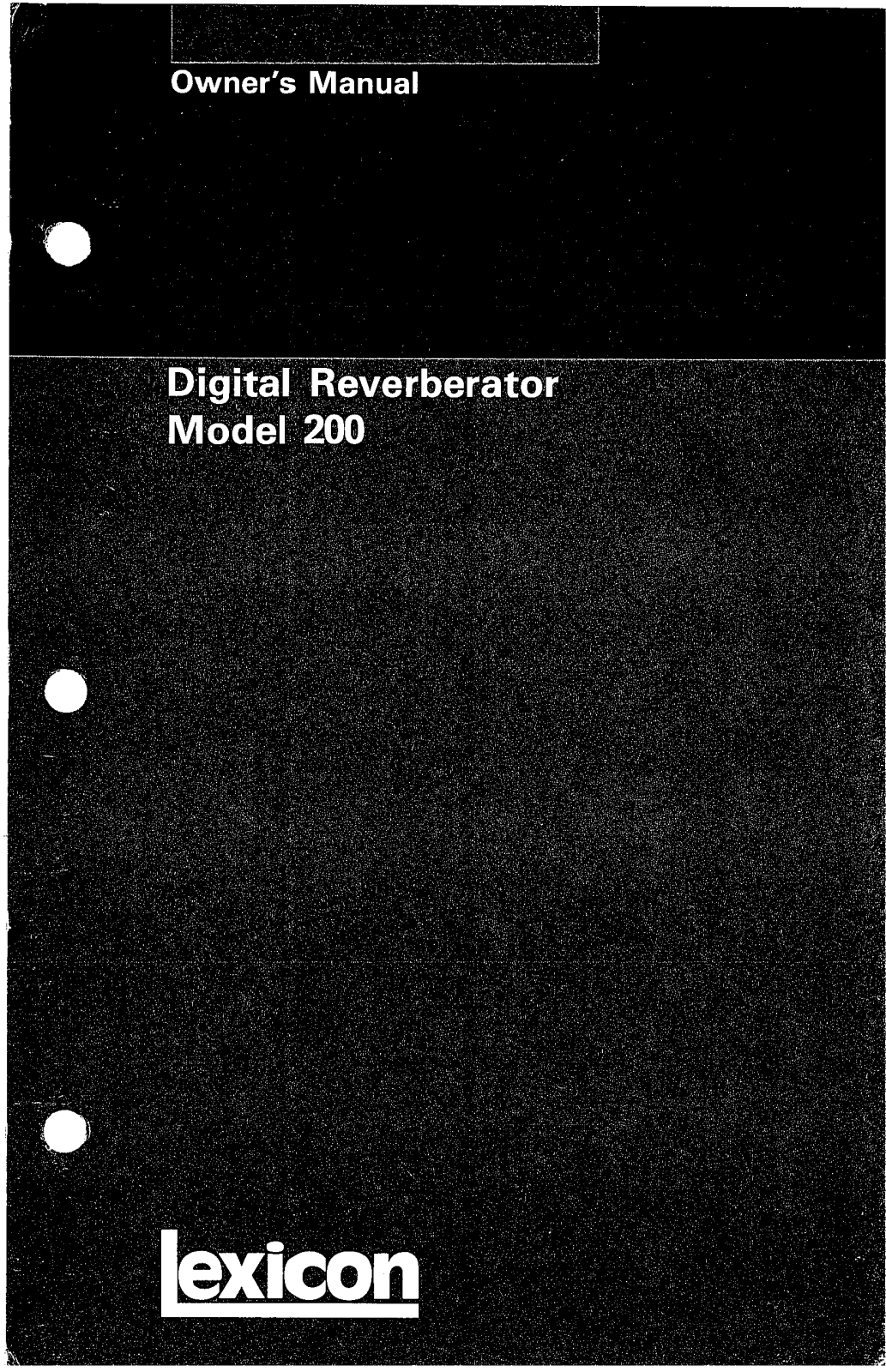 Lexicon M200 Owner's Manual