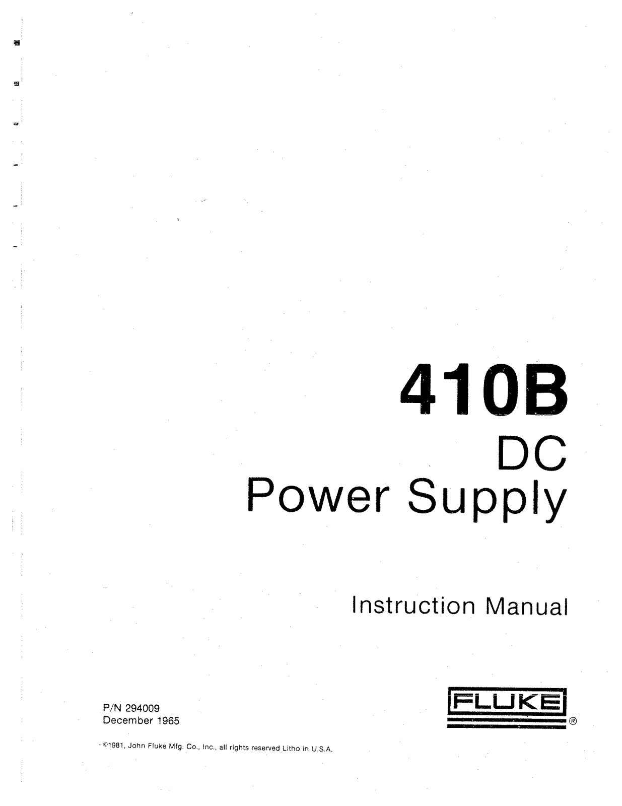 Fluke 410B User Manual