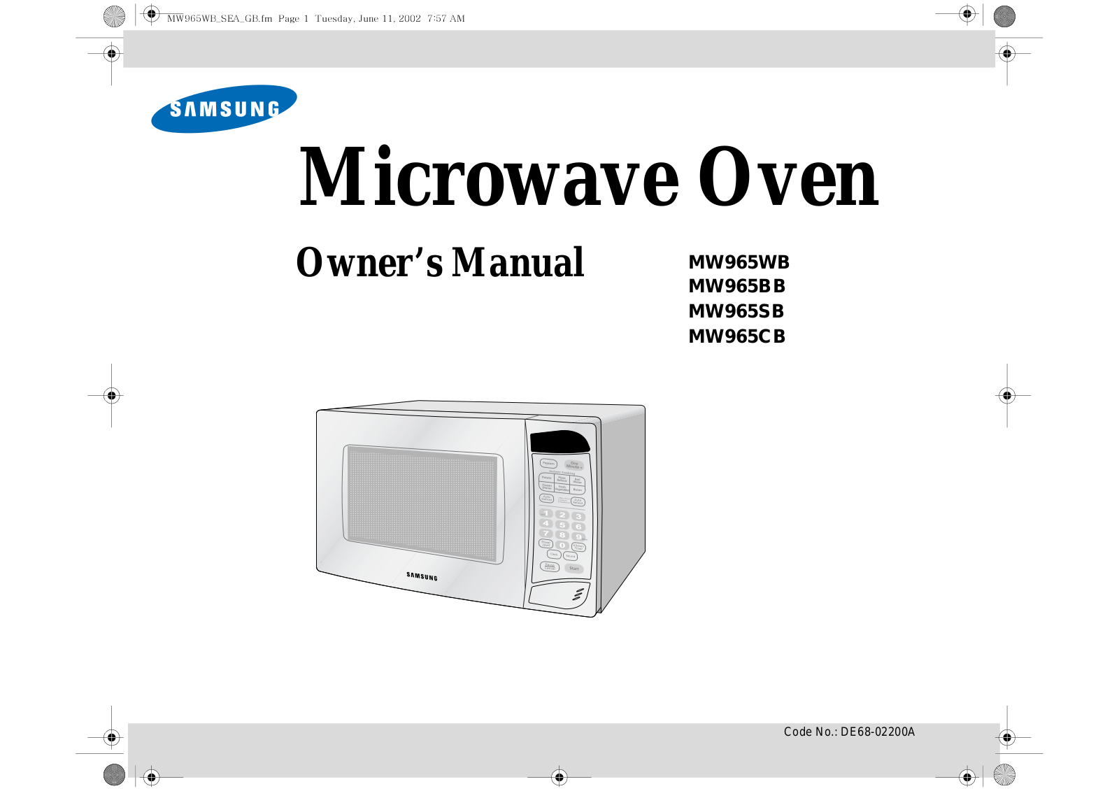 Samsung MW965BB, MW965WB, MW965SB User Manual