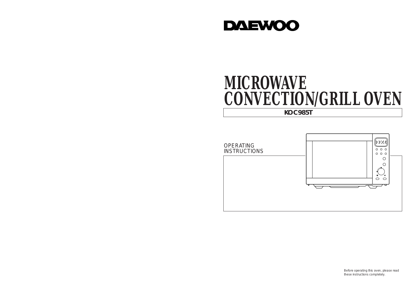 Daewoo KOC985T User Manual