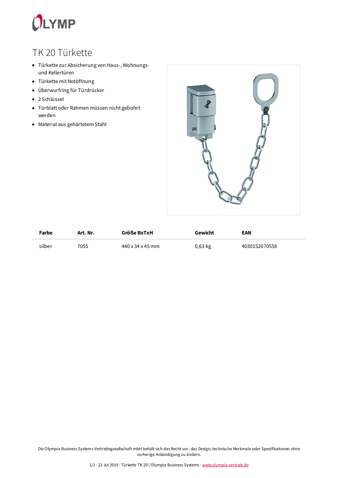 Olympia TK20 User Manual