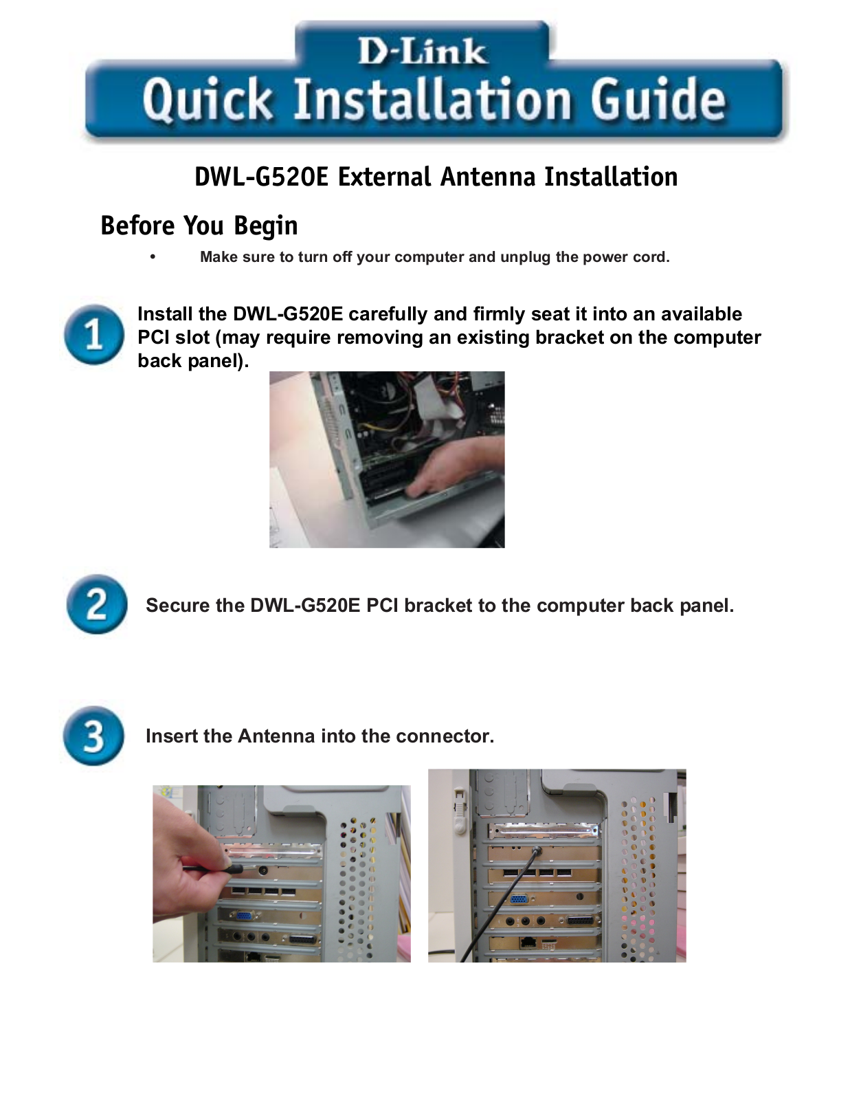 Alpha Networks DWL-G520E Quick Installation Guide