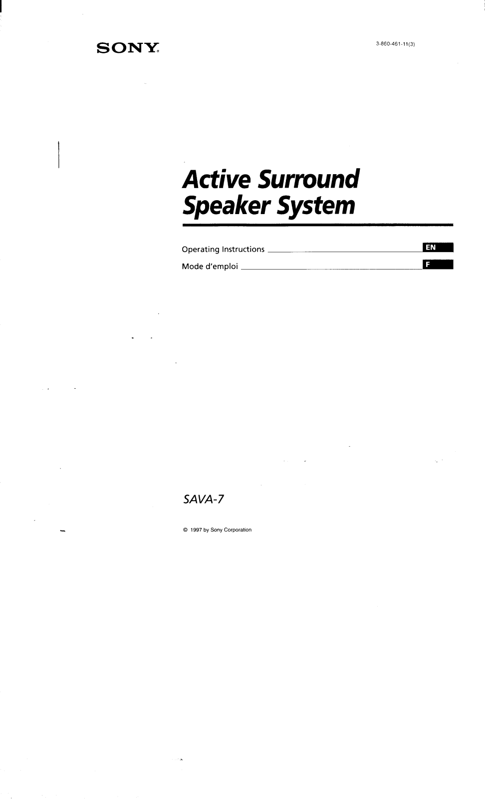 Sony SA-VA7 User Manual