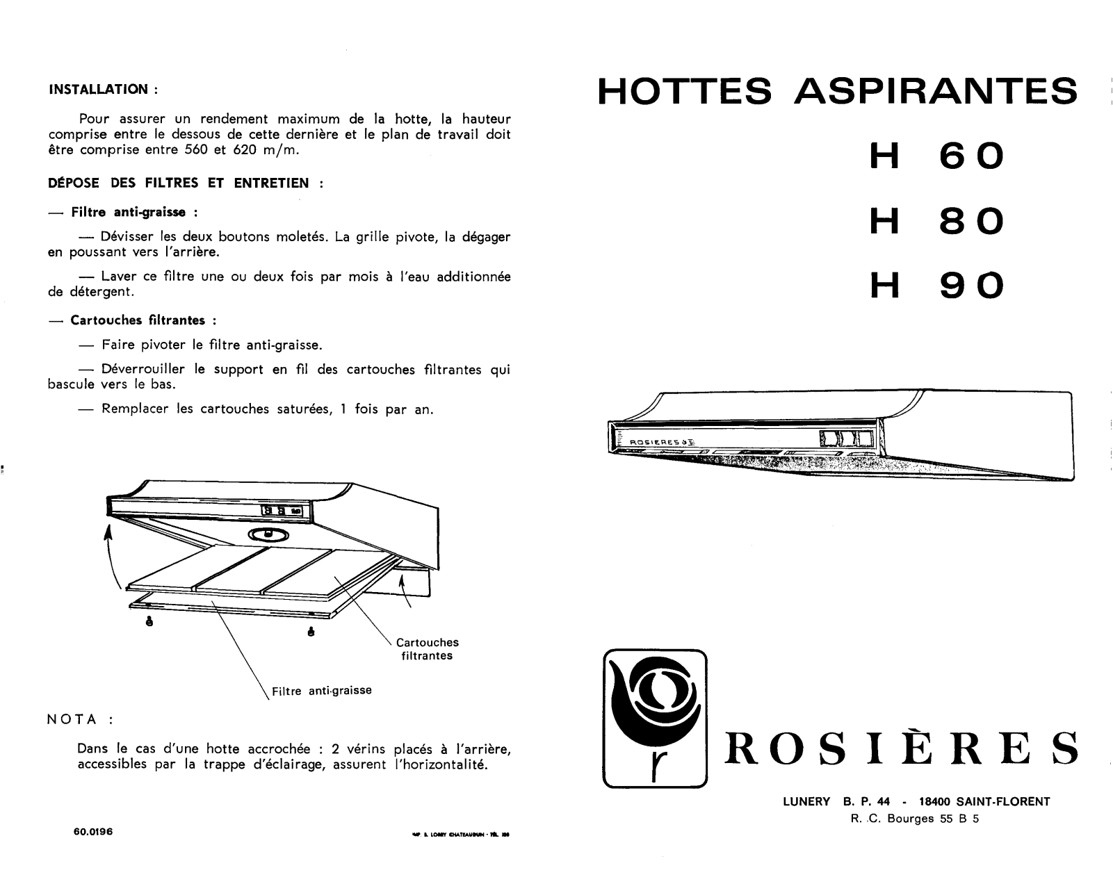 ROSIERES H 60, H 80, H 90 User Manual